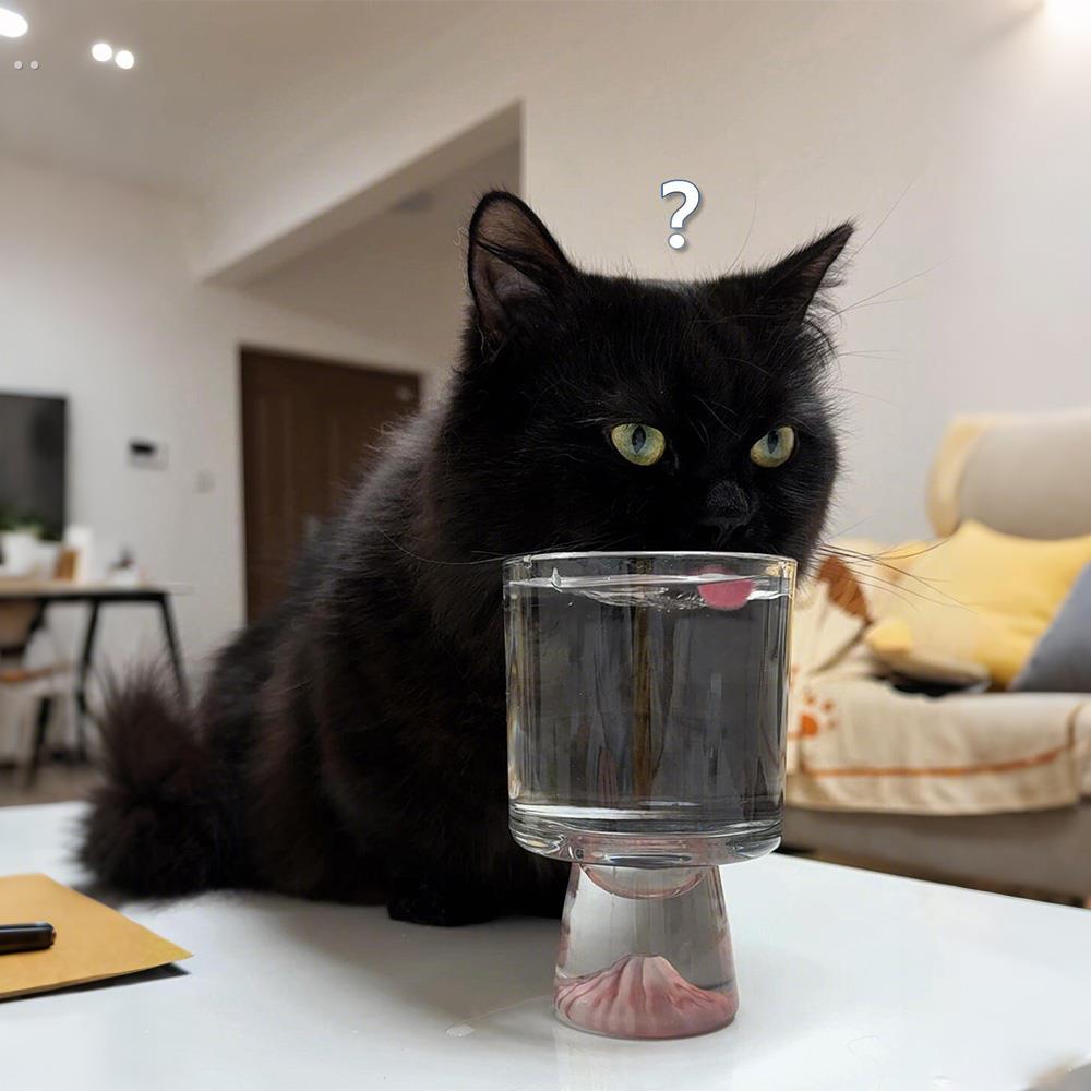 玻璃高脚猫咪喝水碗保护颈椎高透高颜值骗水碗不易打翻狗狗喂水杯