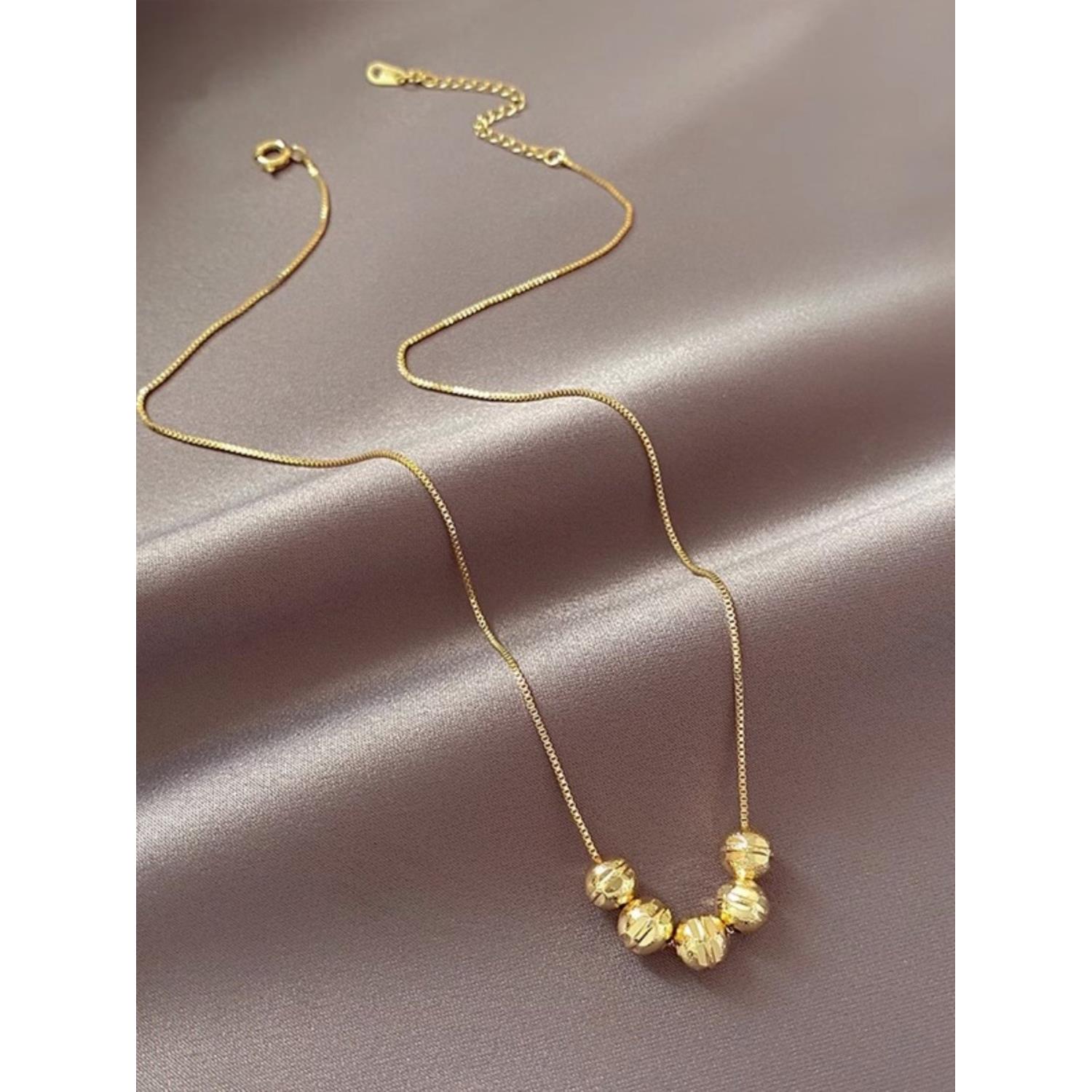 Outlet clearance and clearance bargain 18K gold five-fortune fortune bead necklace light luxury pendant for women