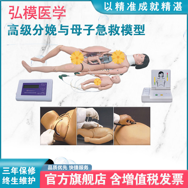 弘模HOM/F55高级分娩母子急救模型 模拟产前检查产中分娩和产后护理模型