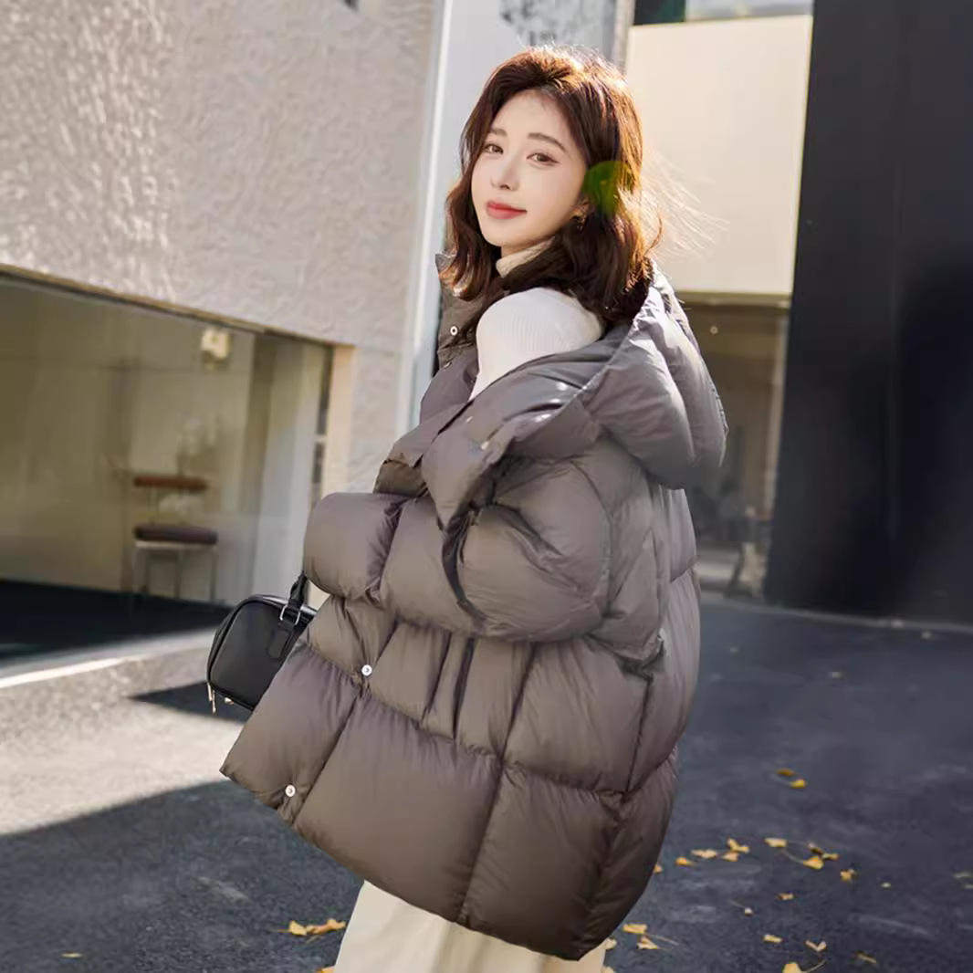 秋冬羽绒服女中长款时尚加厚连帽保暖韩版白鸭绒外套潮长袖