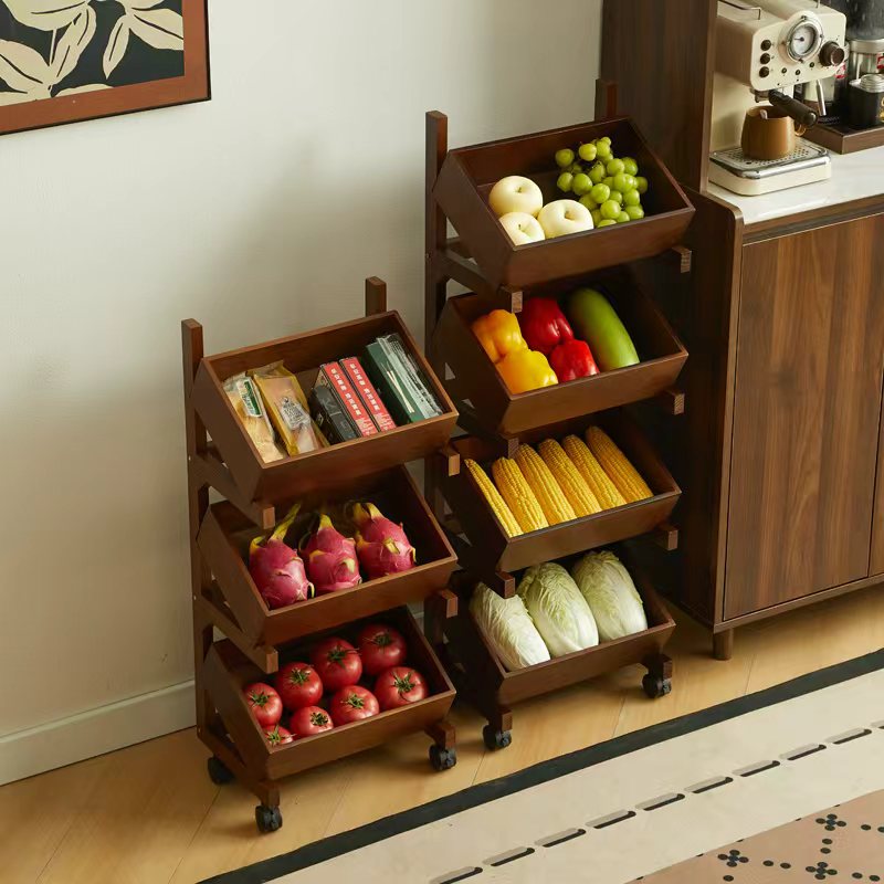 实木置物架可移动书架多层收纳架