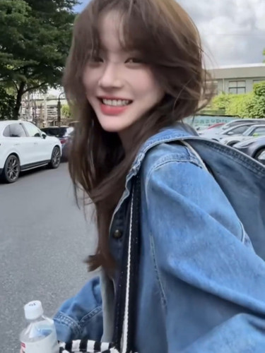 宽松秋季新款牛仔斗篷连帽衬衣女