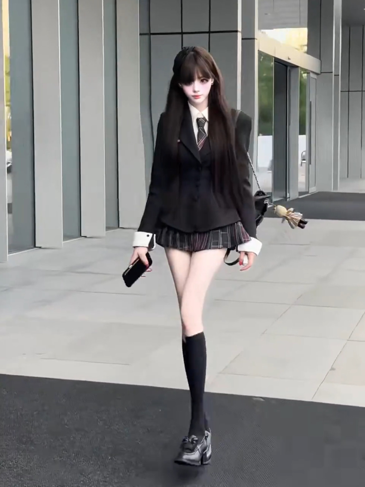 学院风jk制服衬衣格纹裙三件套