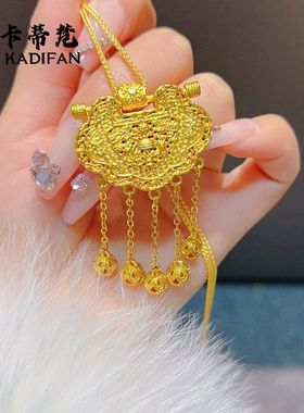 金店同款古法沙金小号天子门生流苏锁包吊坠项链龙凤呈祥毛衣链新