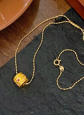 金店同款久不掉色沙金路路通点钻繁花吊坠项链转运珠锁骨链项链