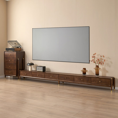 中古高腿电视柜白蜡木胡桃色边柜