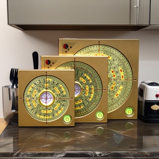 黄铜色罗盘高精度注塑外壳三元 三合综合小指南针罗盘摆件罗经仪