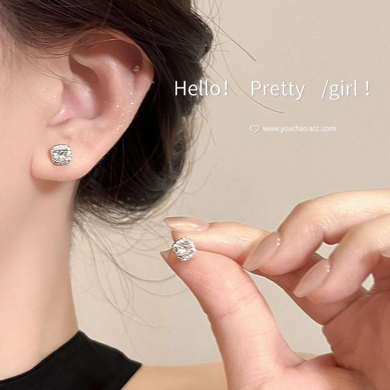 时尚高级感无耳洞磁吸式水钻耳夹