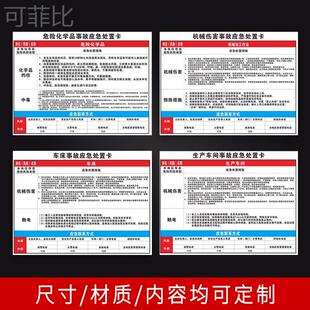 应急处置卡行车事故机械伤害空压机岗位现场警示标识牌配电室提示牌安全告知卡火灾触电危险化学品泄漏方案
