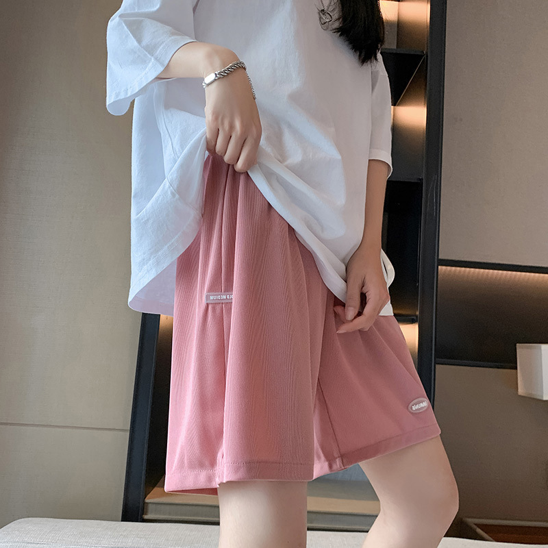 灰色冰丝运动短裤女夏季薄款宽松直筒显瘦胖mm阔腿中裤大码五分裤