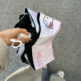 可爱猫咪渐变雨伞女生高颜值晴雨两用遮阳太阳伞小巧便携学生专用