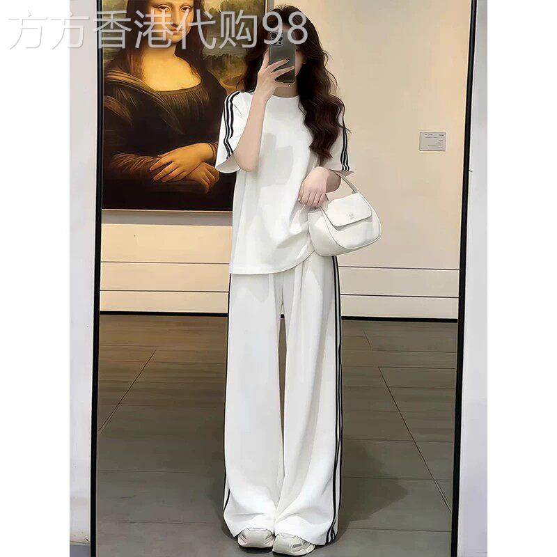 Rouje Moaks简约休闲美式运动服套装女宽松短袖阔腿裤时尚两件套