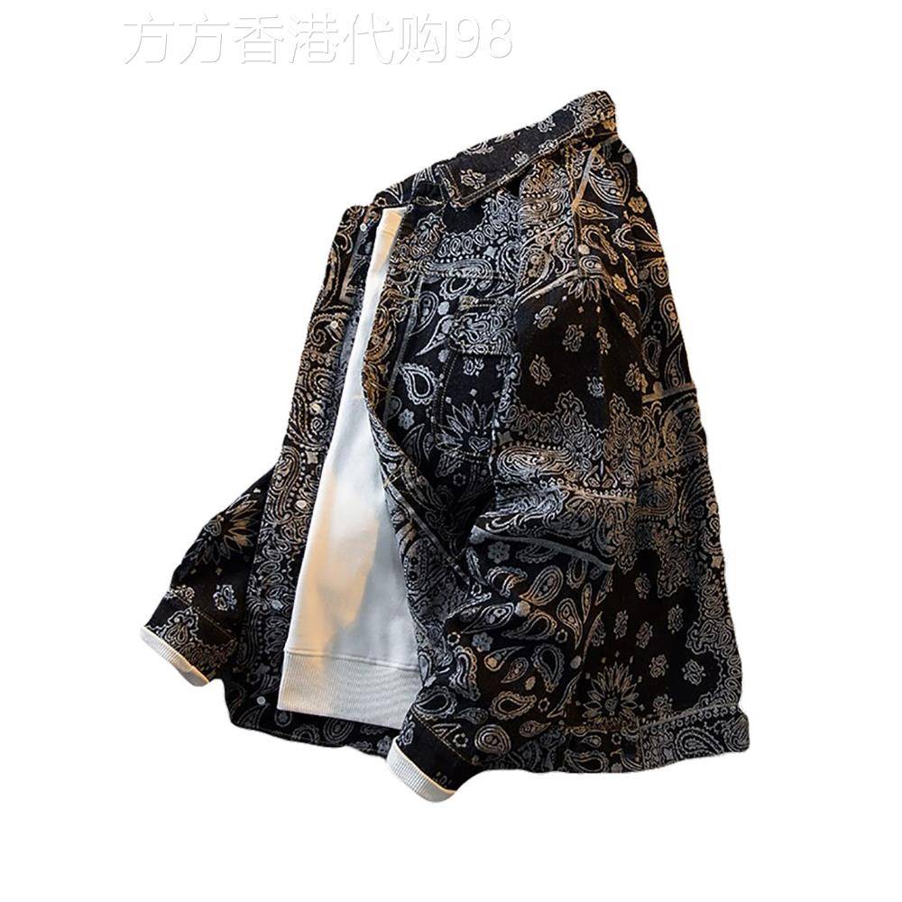 MUSONMU民族腰果花牛仔外套男春秋季设计感潮牌覆古男士休闲夹克
