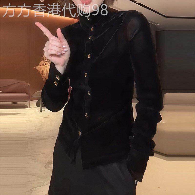 黑色立领衬衫女春秋2026新款法式高级感小众修身显瘦百搭衬衣上衣