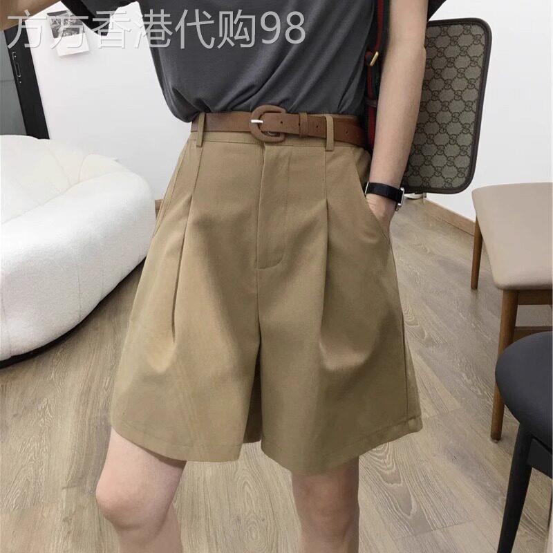 卡其色西装短裤女夏季2026新款高级感休闲百搭高腰显瘦宽松五分裤