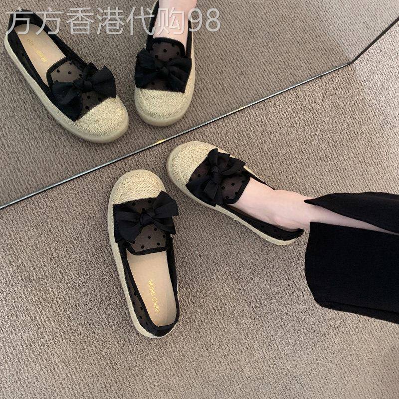 晚晚风单鞋女2026新款夏季厚底透气乐福渔夫鞋网纱一脚蹬豆豆鞋子