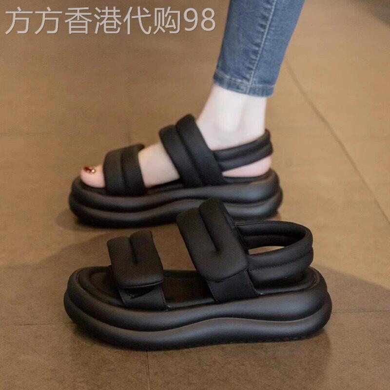 真皮尼龙搭扣运动凉鞋为妇女2025新平台厚底休闲多功能软底沙滩鞋