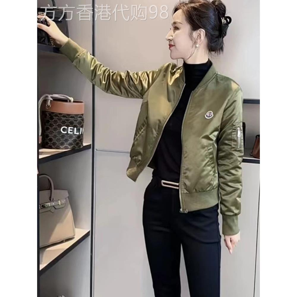 韩国军绿色短款棒球服外套女春秋新款休闲时尚显瘦小个子夹克上衣