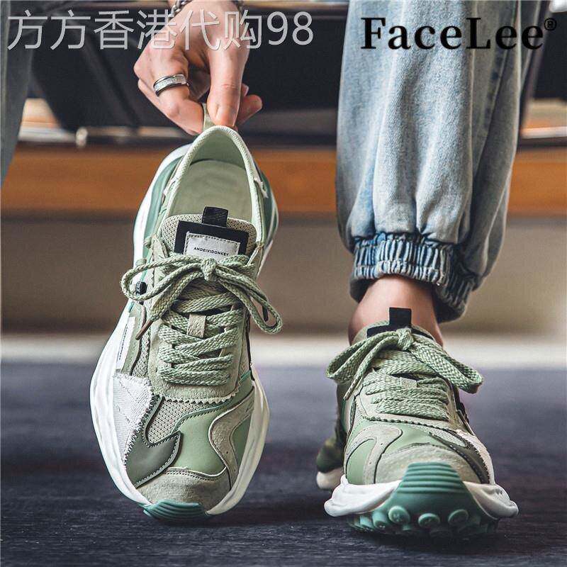 FaceLee日本设计师联名款男鞋春季2026新款网面透气网红鞋带厚底