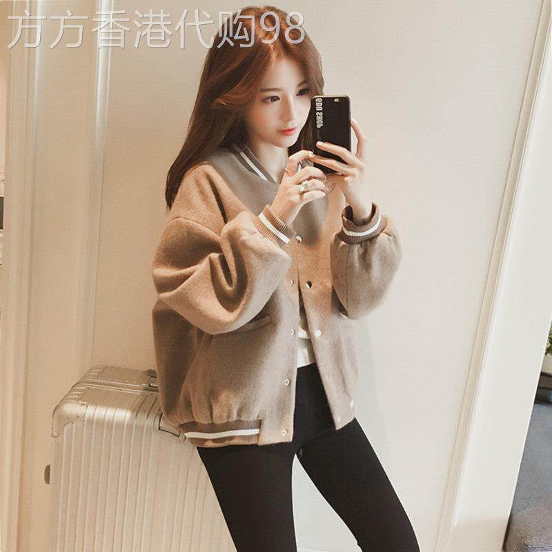 毛呢外套女2025年新款秋冬时尚宽松韩版小个子短款休闲棒球服夹克