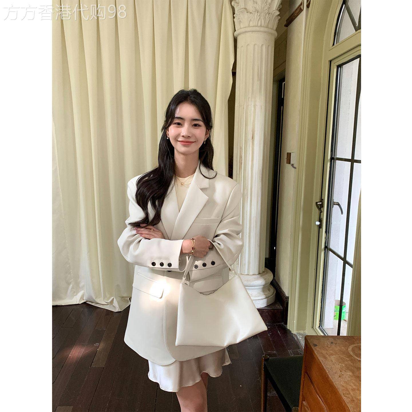 WFYO/经典大廓形西装通勤百搭外套女春秋新款高级感白色西服上衣