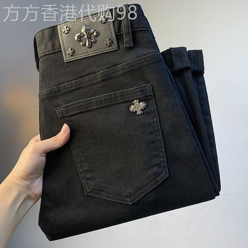 韩国专柜黑色高端牛仔裤男春秋款潮牌弹力修身高端休闲裤时尚百搭