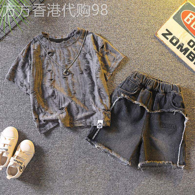 韩国洋派男童网红夏装套装2026新款宝宝炸街衣服潮短袖儿童套装帅
