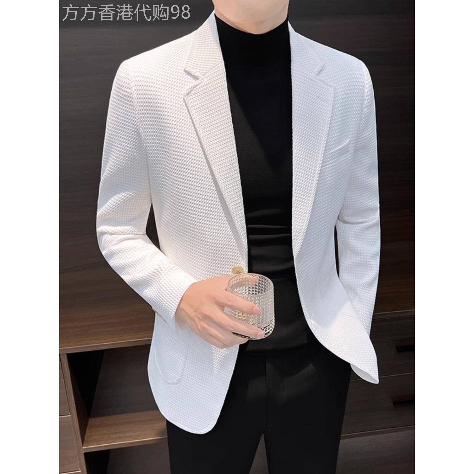UASK白色西装外套男春秋季2025新款单西高端商务休闲礼服男士西服