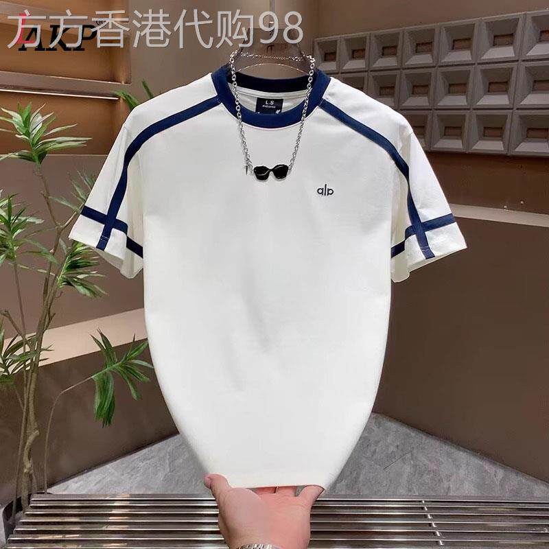 高端欧货短袖t恤男士2026新款夏季休闲宽松拼接设计感半袖男款薄