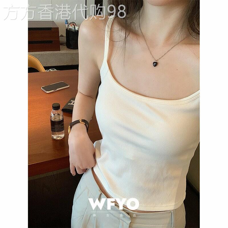 WFYO/白色性感带胸垫小吊带背心女夏小个子修身显瘦内搭短款上衣