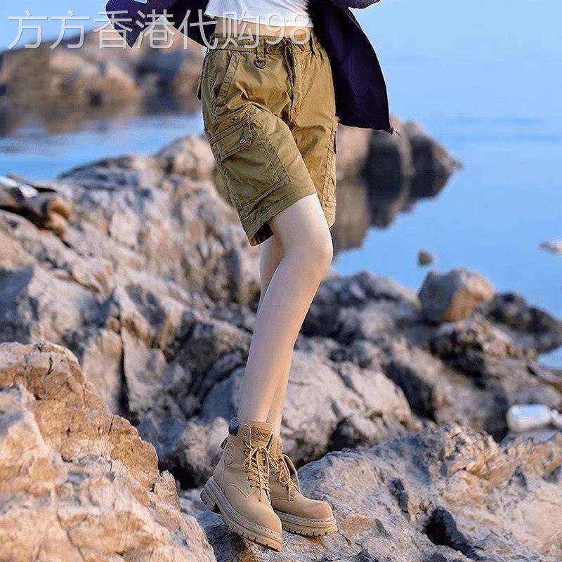 美式覆古工装裤女夏季薄款外穿直筒短裤宽松休闲 裤子纯棉五分裤