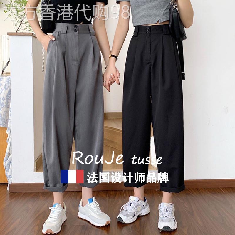 法国Rouje tusse胖妹妹夏季休闲西装裤直筒阔腿女裤子宽松显瘦潮