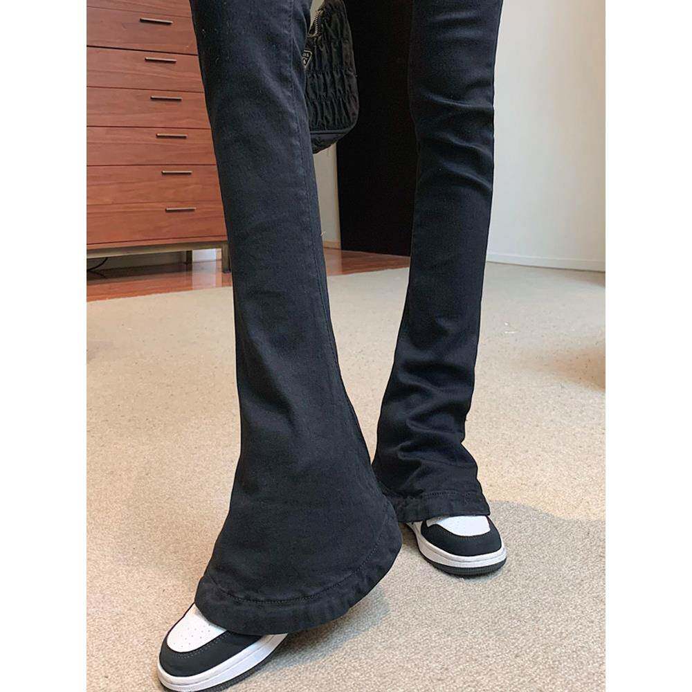 黑色马蹄牛仔裤女秋冬2025新款高个子高腰显瘦微喇叭裤子加长秋季