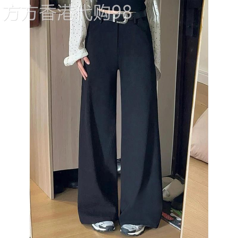 黑色西装裤女夏季2026新款宽松大尺码显瘦拖地裤子高级感休闲宽裤