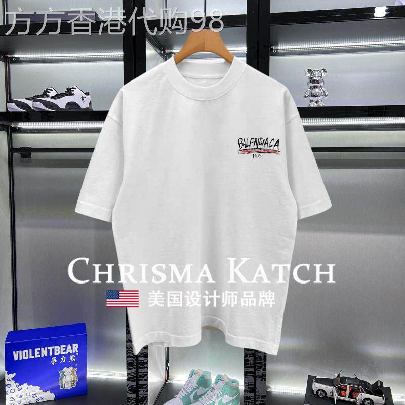 出口美国Chrisma Katch~美式字母纯棉工艺休闲印花宽松短袖T恤