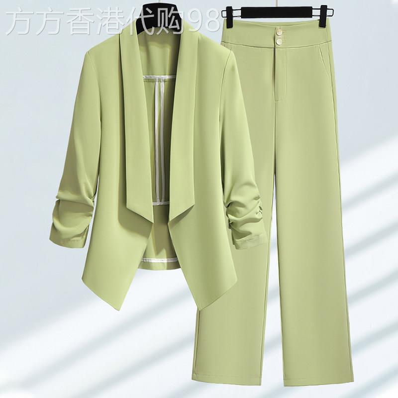 韩国果绿色西装套装女春夏休闲时尚气质女神范高端西服职业两件套