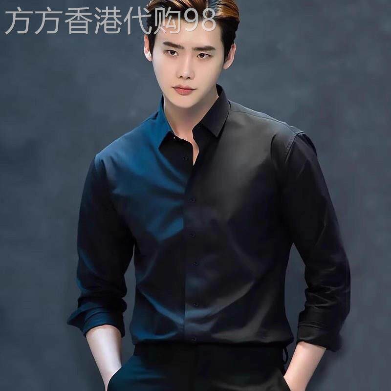 高端黑色衬衫男士长袖春秋季2026新款商务休闲西装衬衣外套男款潮
