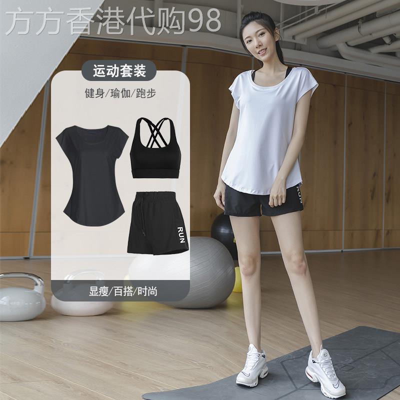 韩国夏季宽松显瘦速干运动套装女士跑步健身专用短袖T恤瑜伽短裤