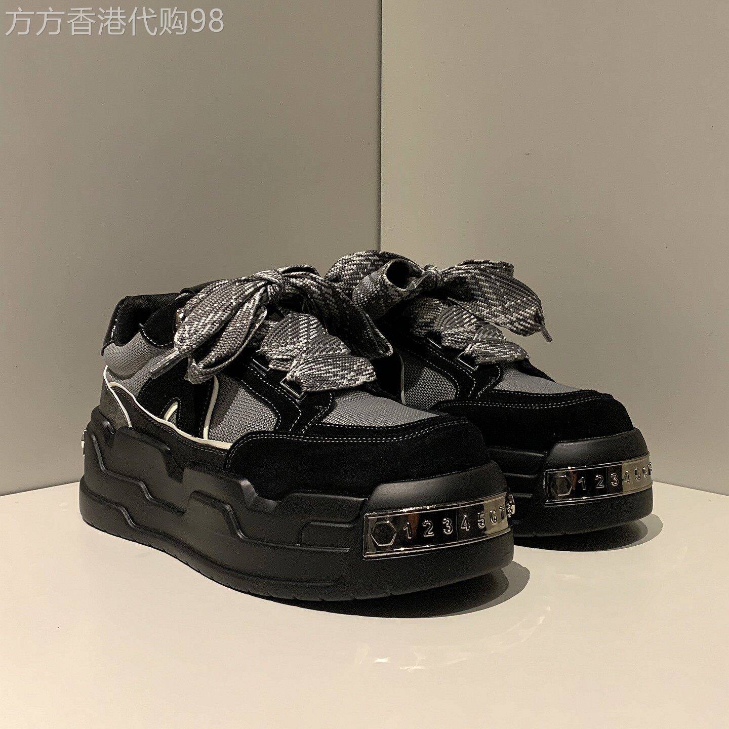 【高品质】厚底增高6CM发型师德比鞋男英伦百搭拼色松糕休闲板鞋