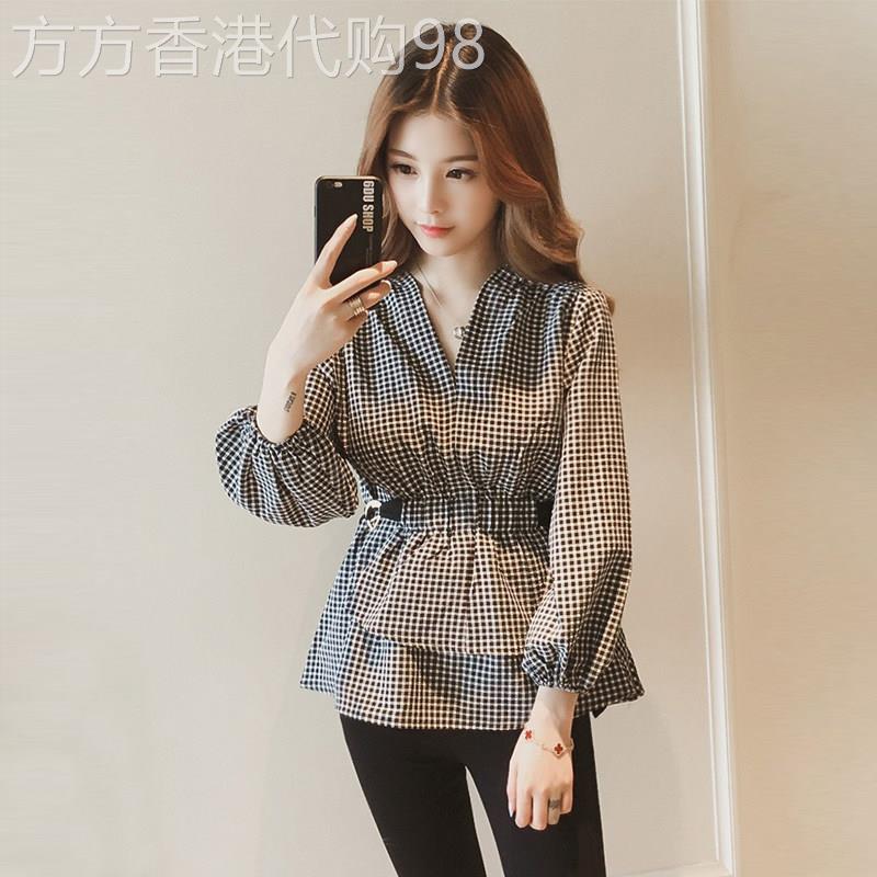 小众设计感格子衬衫 修身显瘦长袖上衣与2025秋季新款V领洋装风格