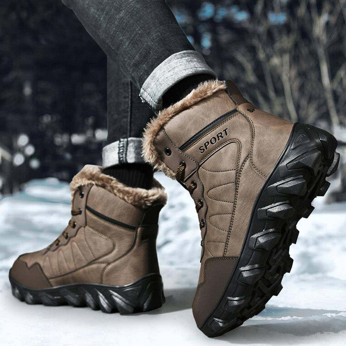 东北雪地靴男款冬季保暖抗寒加绒加厚户外高帮棉鞋防水防滑马丁靴