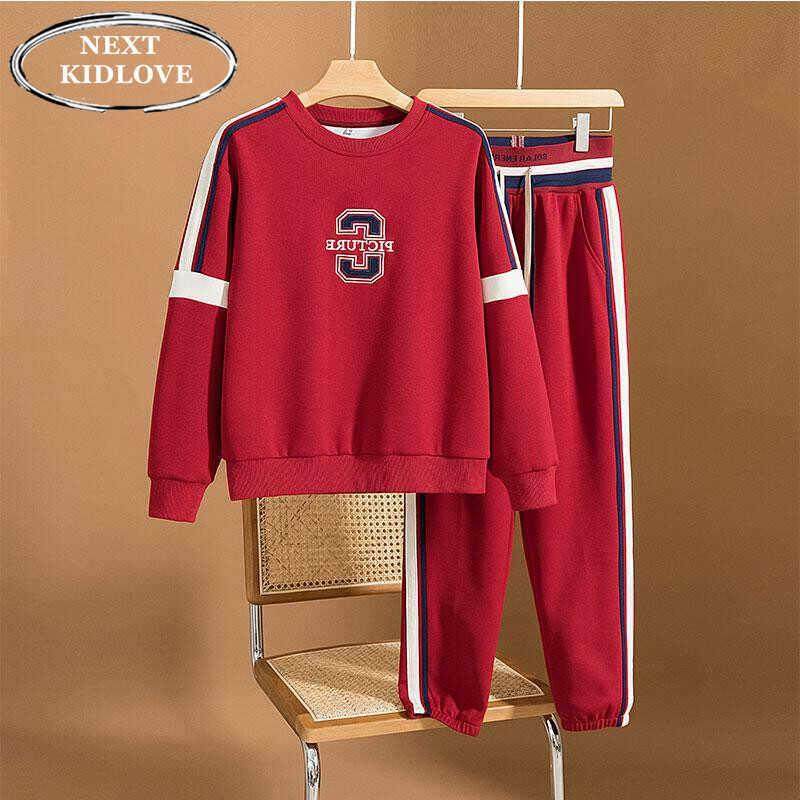 香港大码长袖圆领卫衣卫裤红色套装女胖mm休闲减龄运动服春秋新款