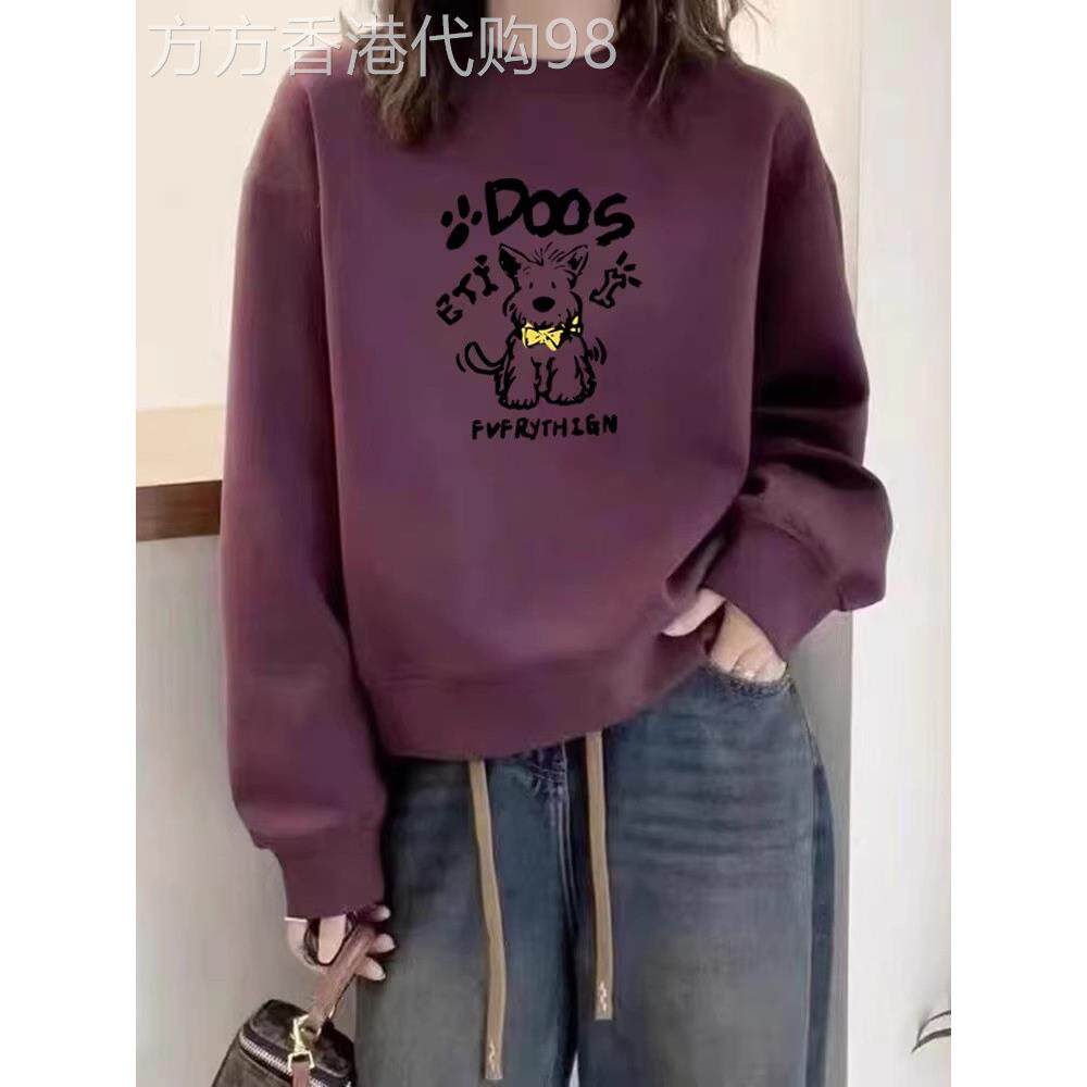 纯棉圆领套头卫衣女短款小个子秋冬2025新款爆款薄款无帽加绒上衣