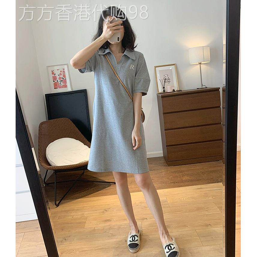 胖mm洋装女夏季2026欧货小个子梨形身材休闲运动polo领T恤裙子
