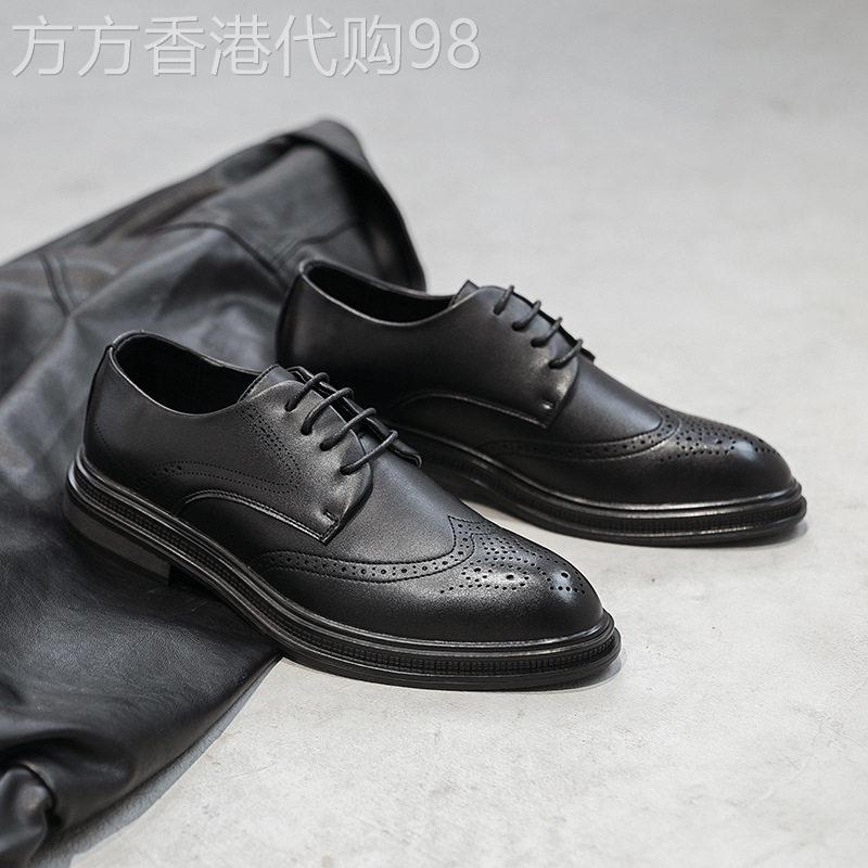 高端布洛克皮鞋男士真皮新款雕花英伦商务休闲内增高新郎结婚鞋潮