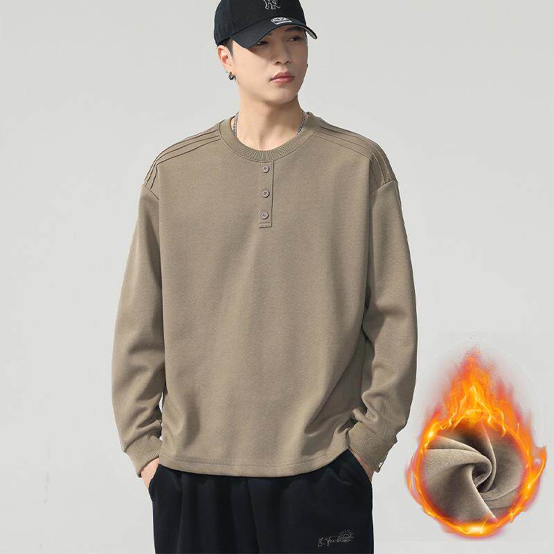 香港潮牌卫衣男秋冬新款条纹圆领休闲长袖T恤男士套头内搭打底衫