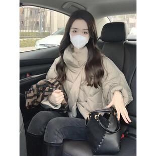 韩国2025冬新款小个子短款立领白鸭绒羽绒服女面包服宽松棉袄外套