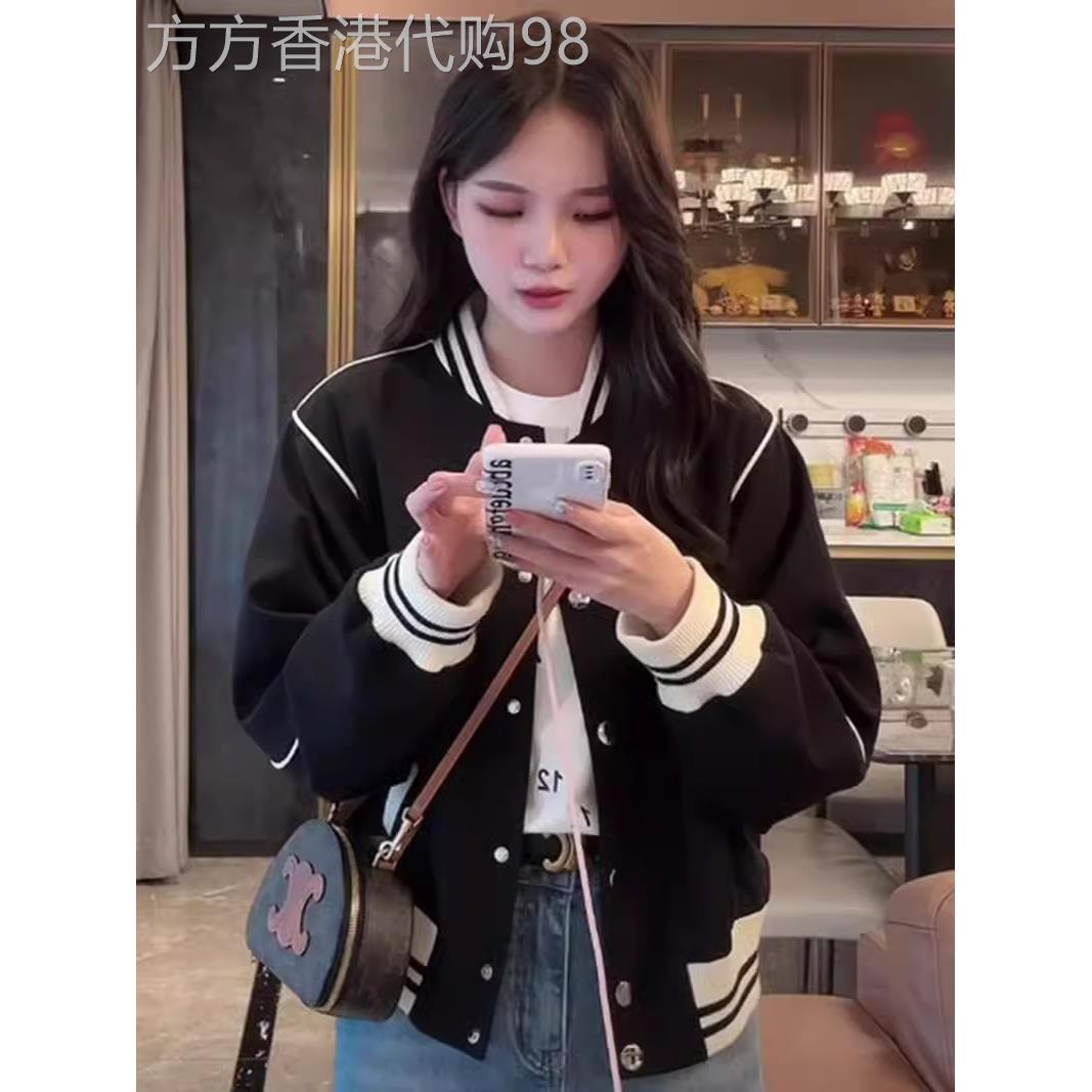 潮牌撞色棒球服外套女2025秋季新款韩版宽松显瘦复古休闲夹克上衣