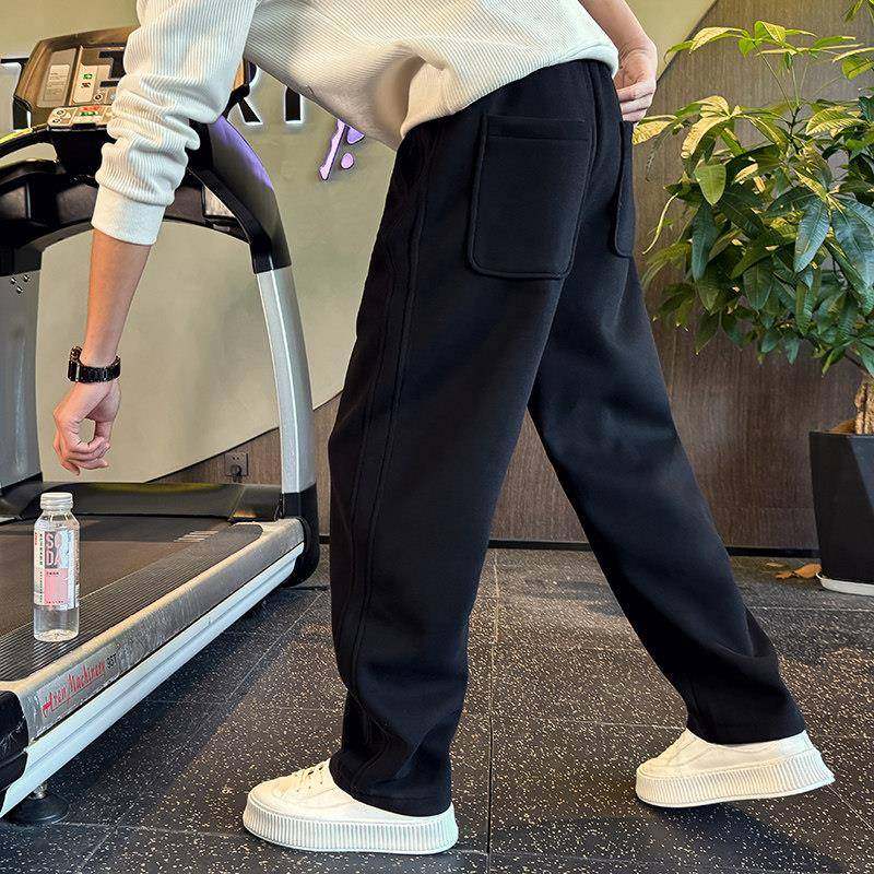 潮牌休闲卫裤男秋冬加绒加厚保暖韩版潮流百搭直筒运动裤宽松裤子