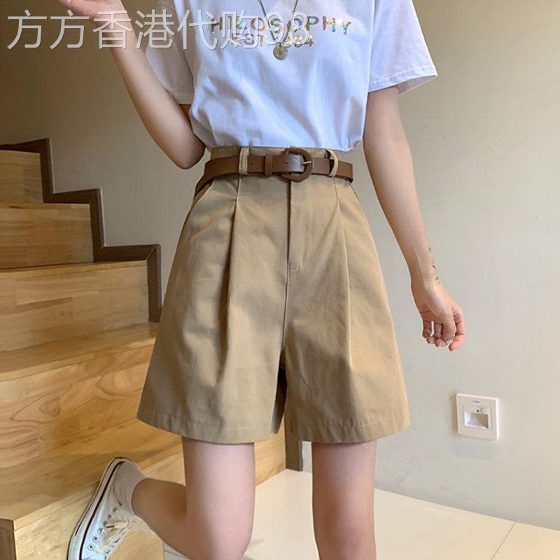 卡其色高腰a字五分西装裤女显瘦阔腿短裤2026夏季薄款小个子休闲